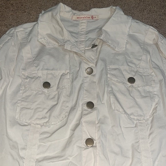 XCVI Wearables Raw Edge Poplin Lightweight Safari Jacket Ginger Root Small - Picture 4 of 10